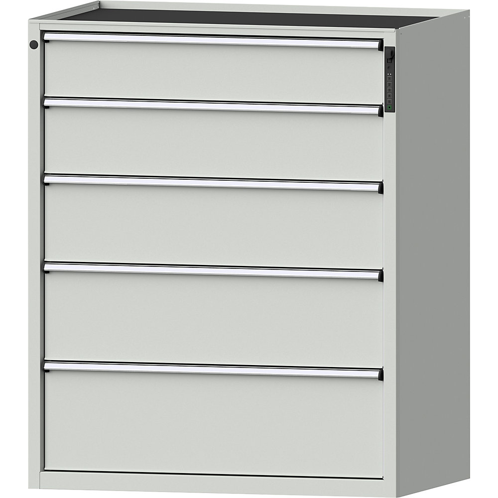 ANKE Ladekast, elektronisch PIN-slot, 5 laden, h x b x d 1280 x 1060 x 675 mm, grijs