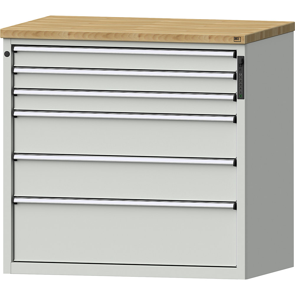 ANKE Ladekast, elektronisch PIN-slot, 6 laden, h x b x d 1020 x 1060 x 685 mm, grijs