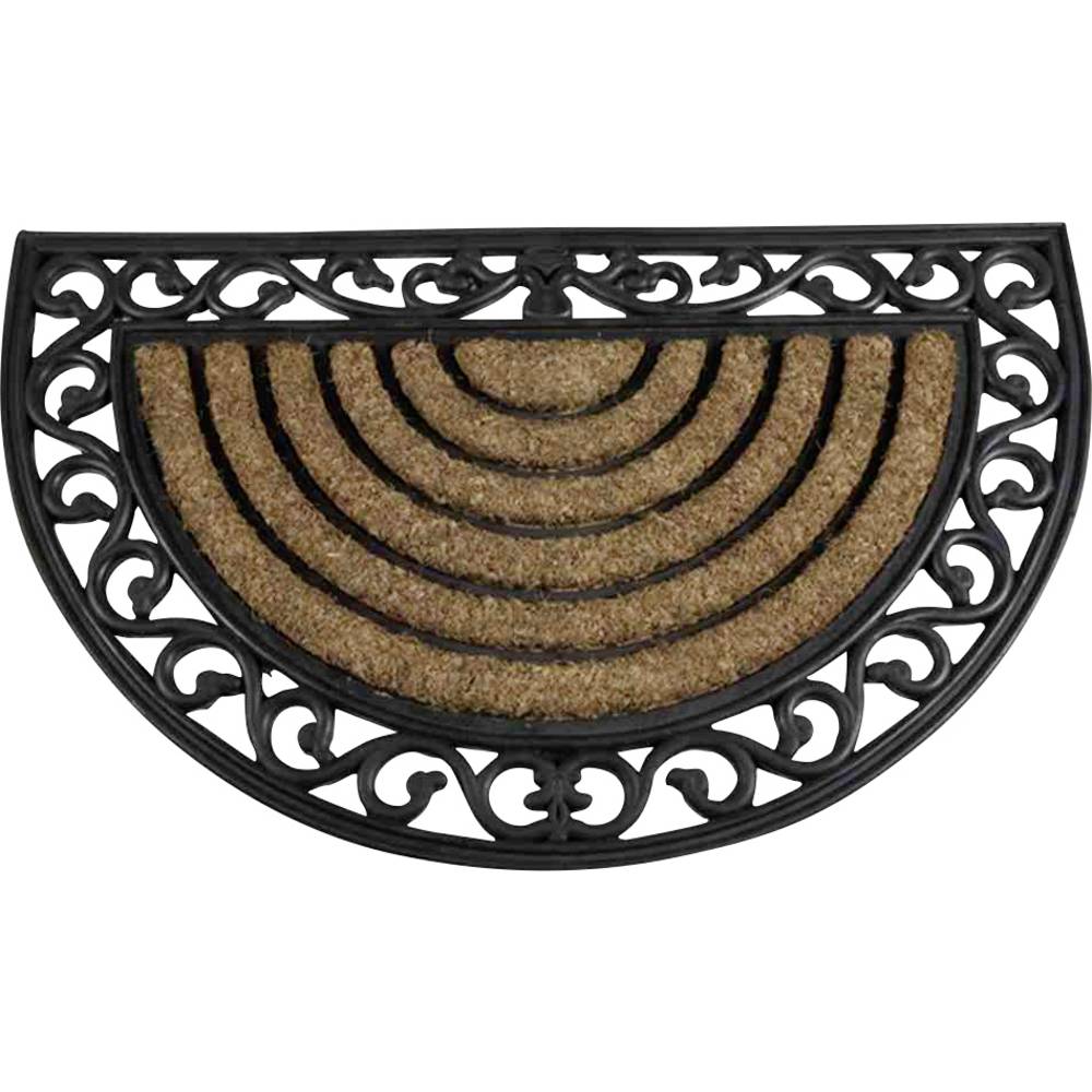 Siena Garden 3691441077 Rubberen mat „Impalla” halfrond, 45 x 75 cm rubber/kokos zwart/naturel, met kokosvezel (l x b) 75 cm x 45 cm 1 stuk(s)