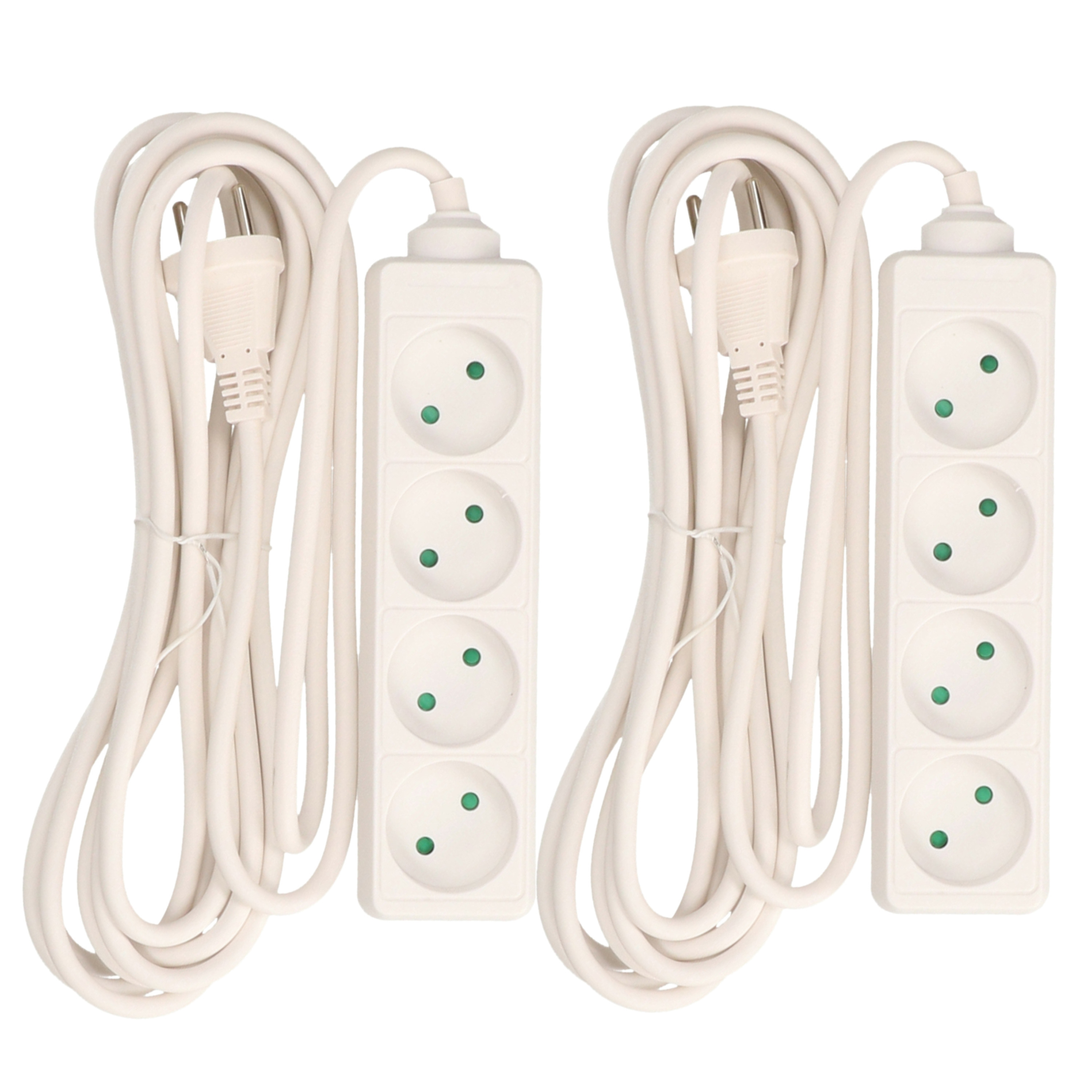 Benson 2x Stekkerdoos 4-voudig wit 5 meter -