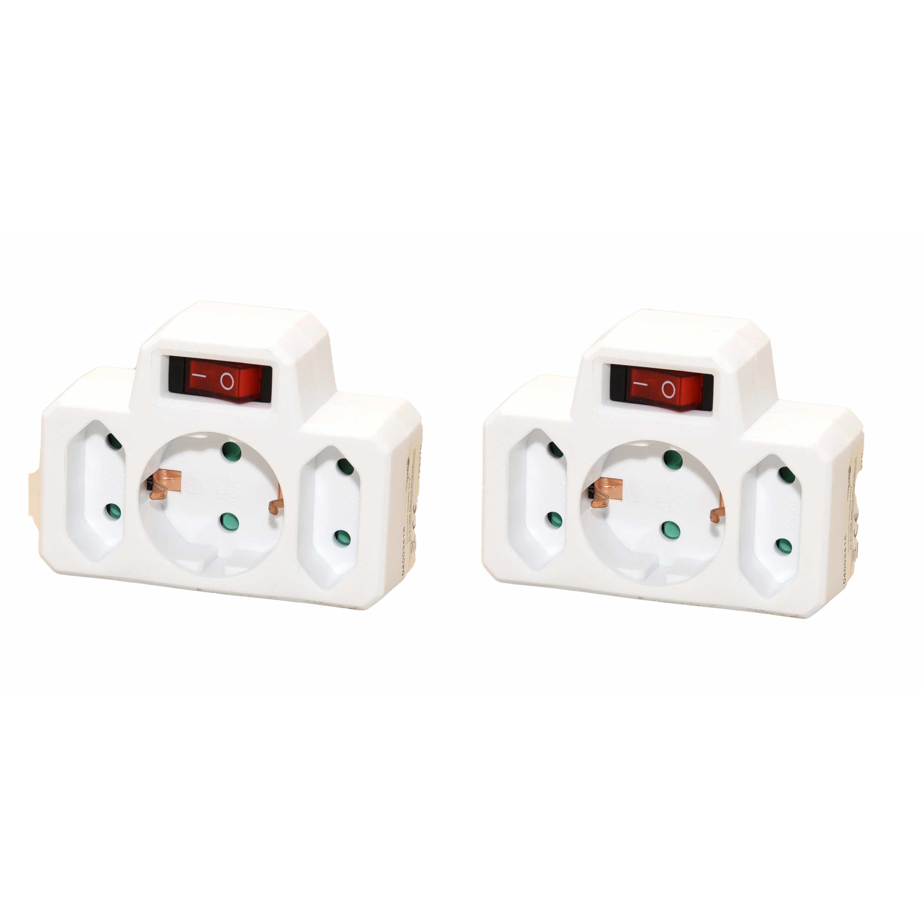 Benson 4x Stopcontactadapters/stopcontactsplitters/verdeelstekkers 3 voudig met schakelaar -