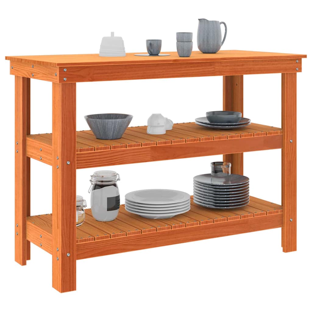 vidaXL Werkbank Wasbruin 110.5 x 50 x 80 cm Massief grenenhout