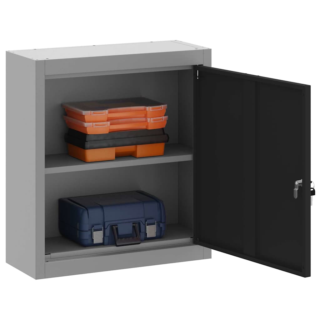 vidaXL Gereedschapskast met plank Zwart en grijs 50 x 20 x 55 cm