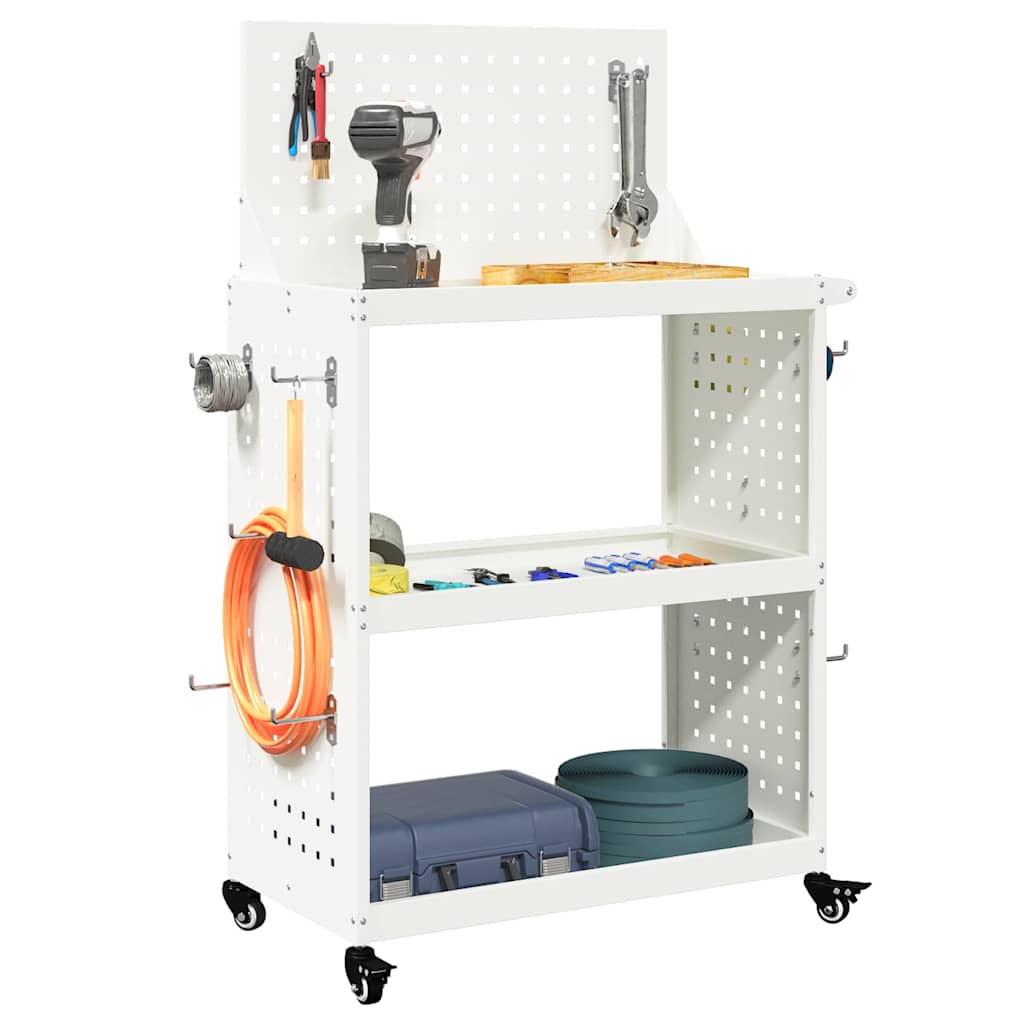 vidaXL Gereedschapswagen Wit 65 x 35 x 111 cm Koudgewalst staal
