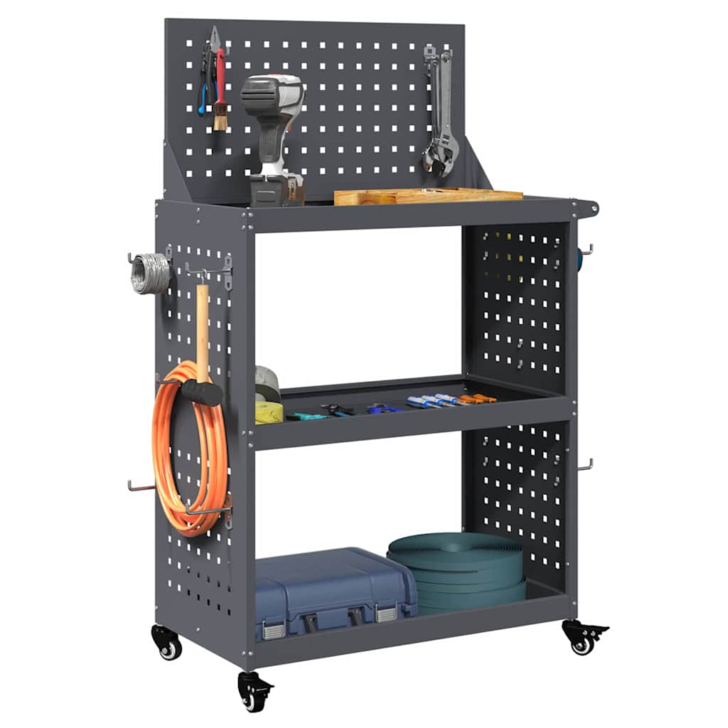 vidaXL Gereedschapswagen Antraciet 65 x 35 x 111 cm Koudgewalst staal