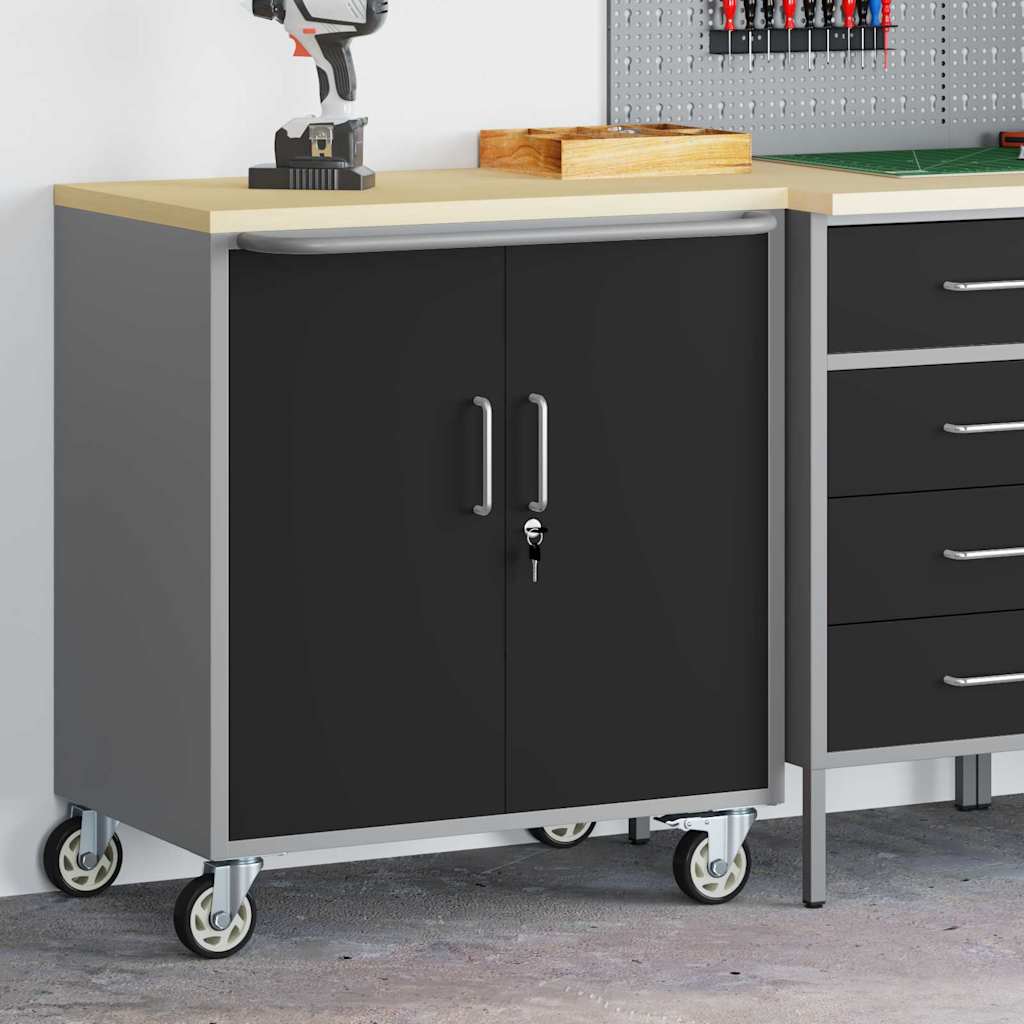 vidaXL Werkbank Zwart en grijs 75 x 45 x 85 cm Poedergecoat staal
