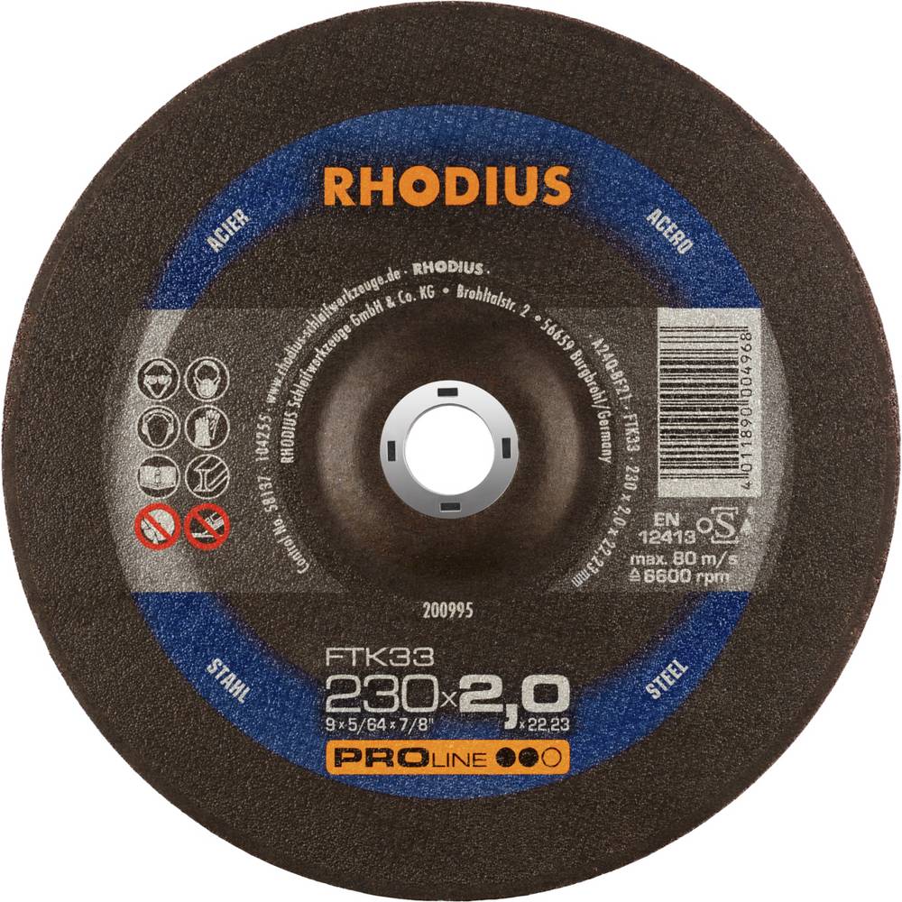 Rhodius FTK33 200995 Doorslijpschijfset 25 stuk(s) Staal