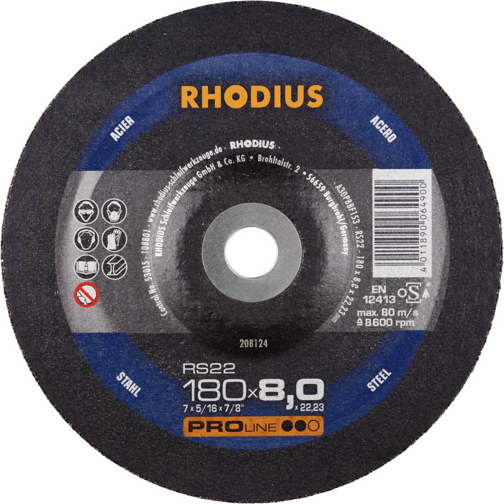 Rhodius 208124 RS22 Afbraamschijf Staal, Gegoten 10 stuk(s)