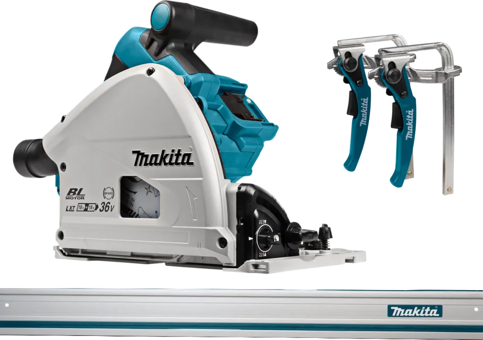 Makita DSP600ZJ (zonder accu) +  Geleiderail 1500 mm