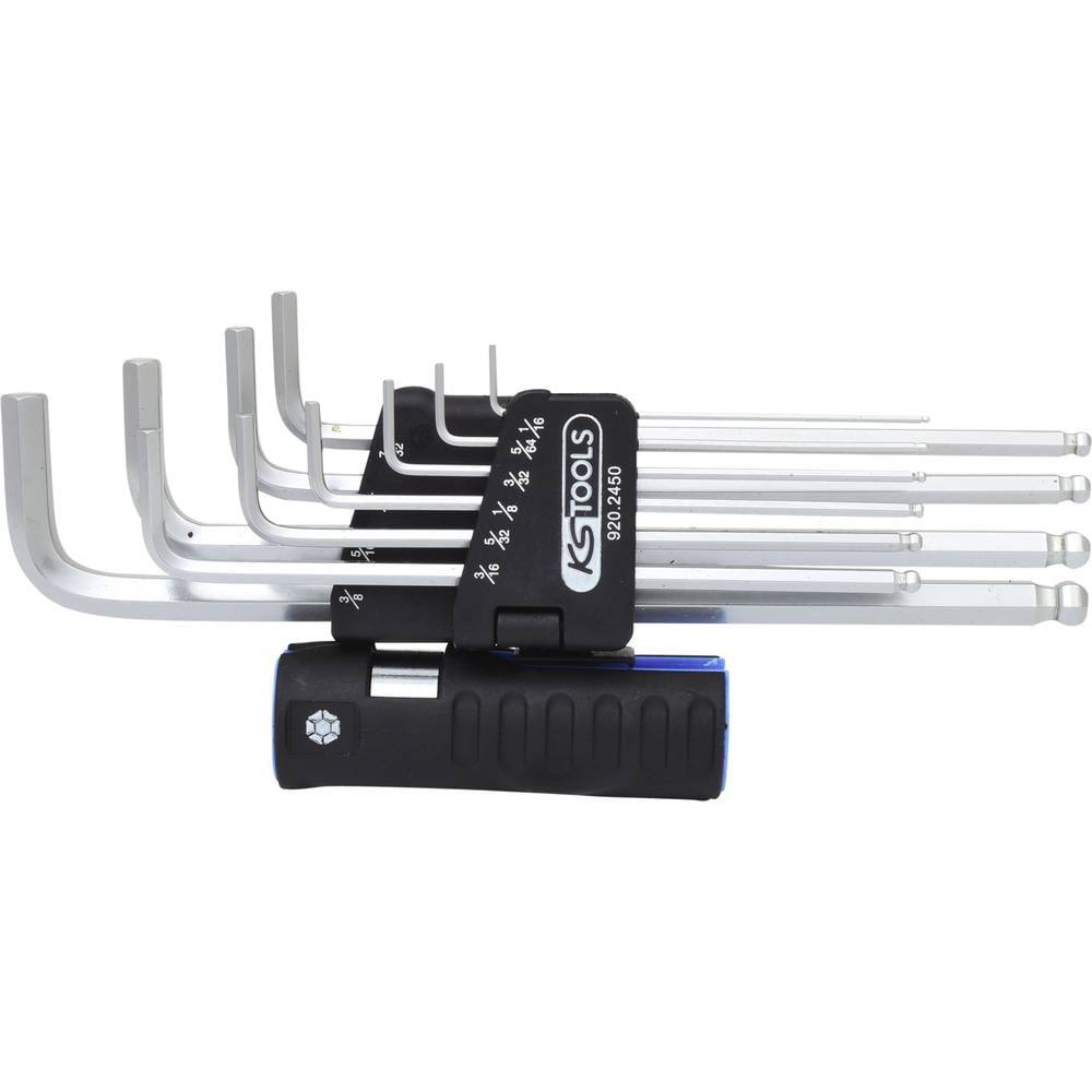 KS Tools 920.2450 Inbus Haakse schroevendraaierset 5/64 inch, 3/32 inch, 1/8 inch, 5/32 inch, 3/16 inch, 1/4 inch, 5/16 inch, 3/8 inch, 1/2 inch, 9/16 inch