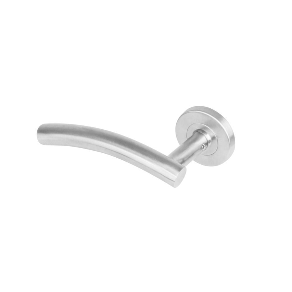Intersteel Gatdeel links 1274 Gebogen op rond rozet staal met 7mm nok RVS