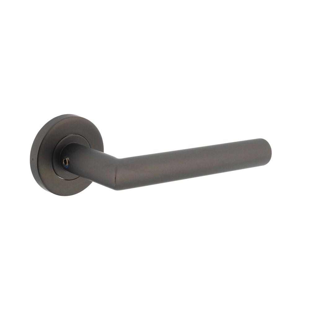 Intersteel Gatdeel rechts Hoek 90° op geveerde stalen rozet met nokken ø53x8mm rvs antraciet-grijs