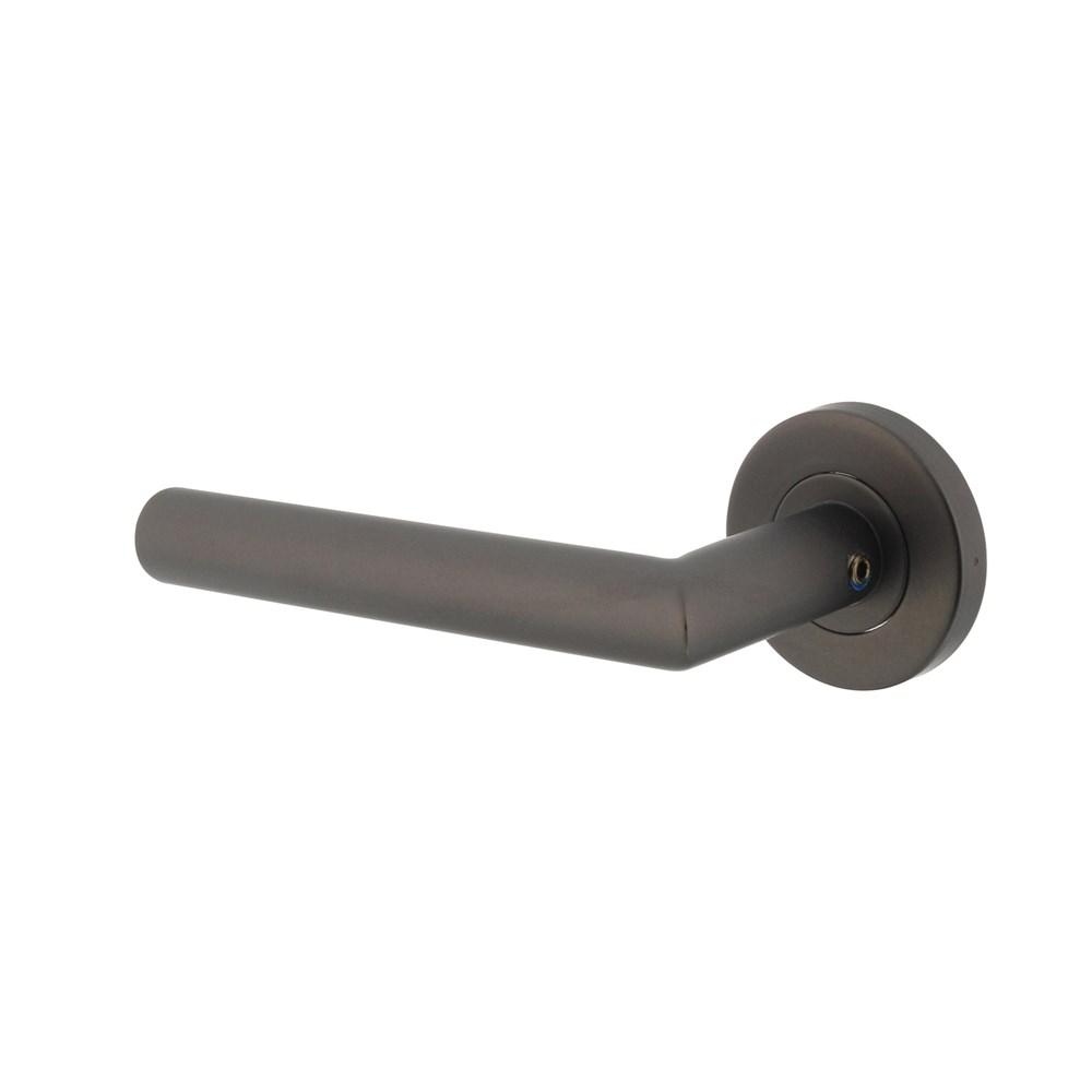 Intersteel Gatdeel links Hoek 90° op geveerde stalen rozet met nokken ø53x8mm rvs antraciet-grijs