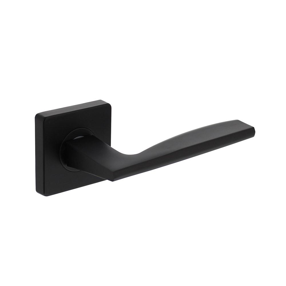 Intersteel Gatdeel deurkruk Apollo op vierkant rozet 7mm nokken mat zwart links wijzend