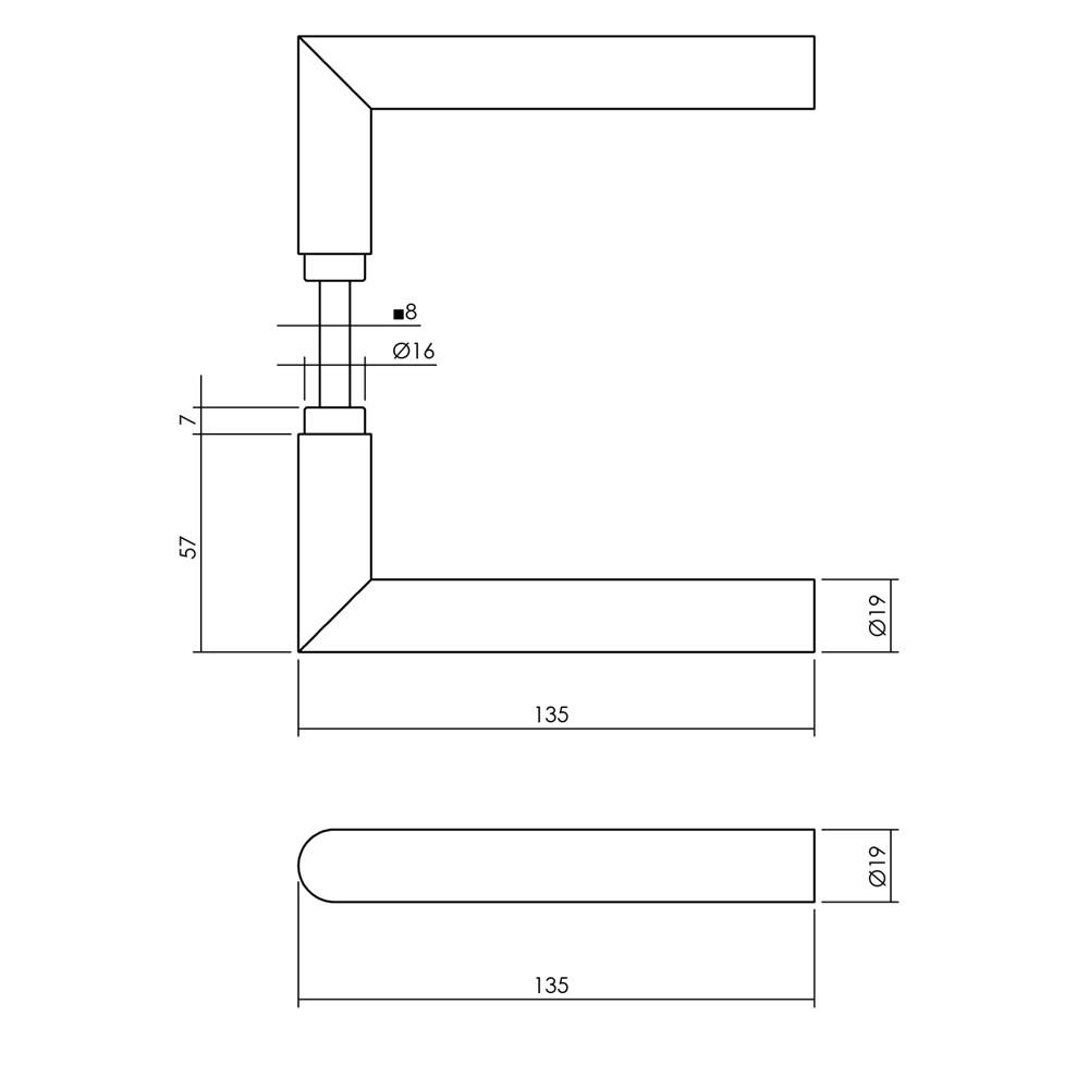 Intersteel Deurkruk Jura met korte insert structuur zwart