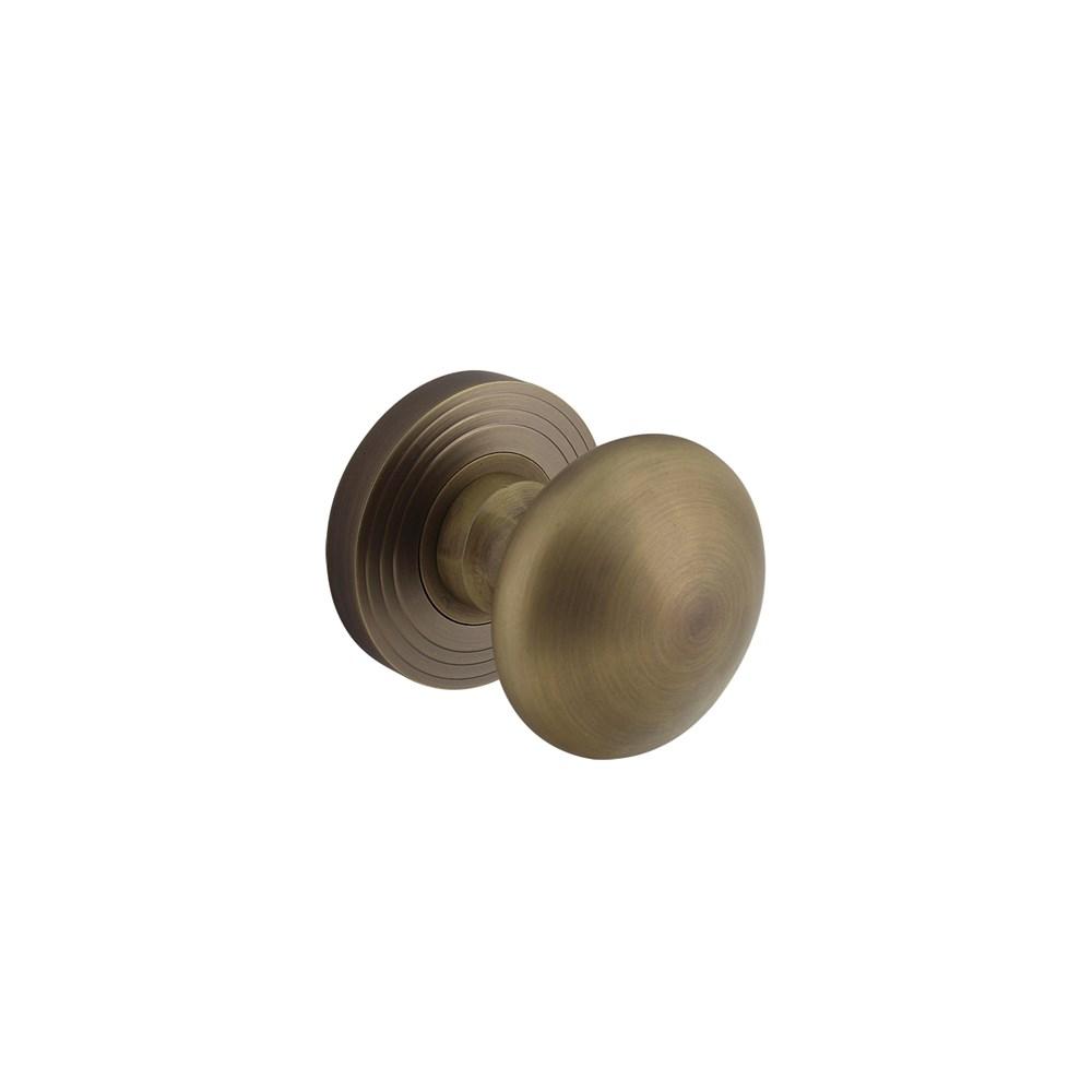 Intersteel Knop op rozet NM vast gemonteerd met ril oud gebruineerd
