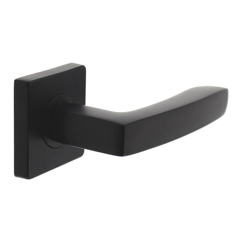 Intersteel Gatdeel deurkruk Minos op vierkant rozet 7mm nokken mat zwart links wijzend