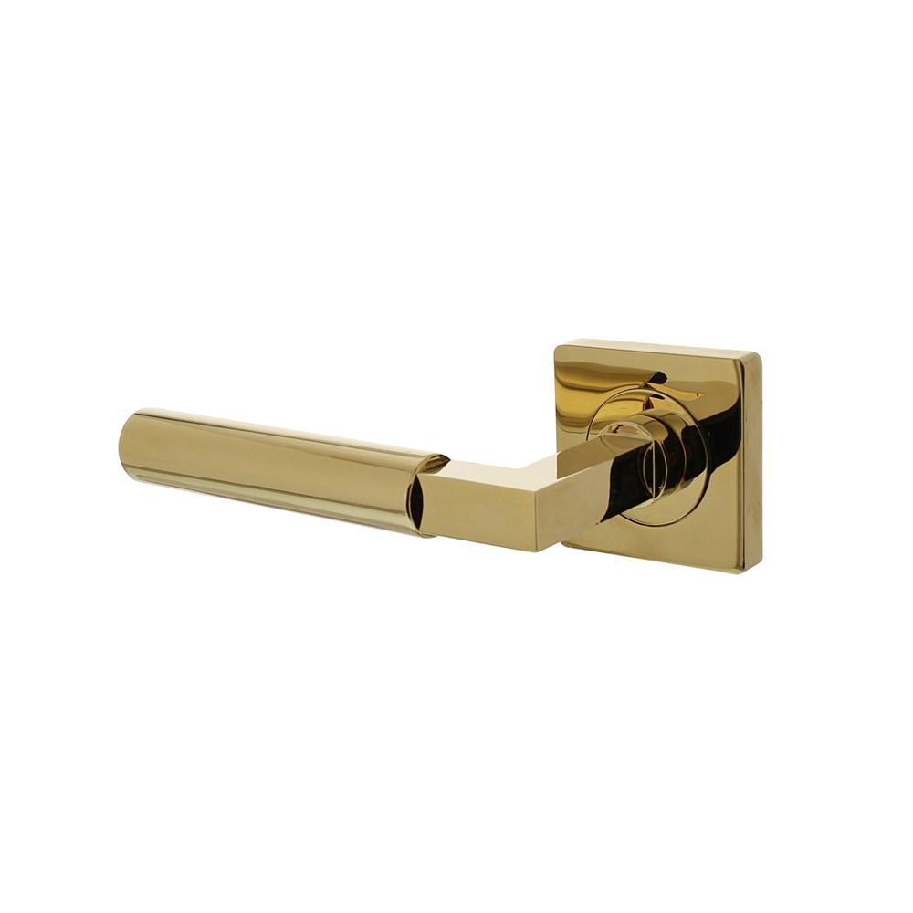 Intersteel Gatdeel links Baustil op vierkante rozet met nokken 55x55x10mm PVD messingkleur