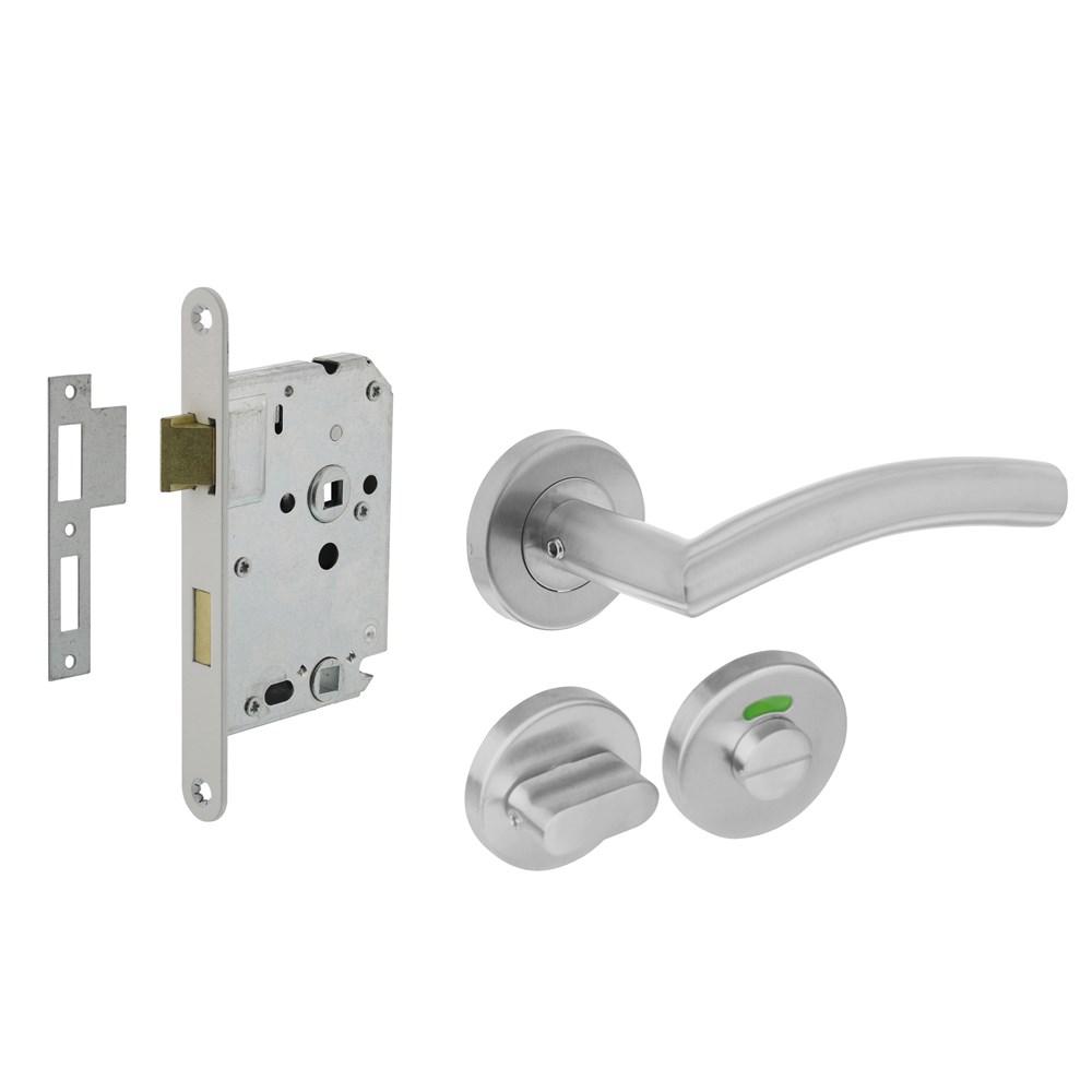 Intersteel Set toiletslot 63/8mm wit met deurkruk Lisa/90° basic op rozet ø53x9mm en WC-sluiting rvs