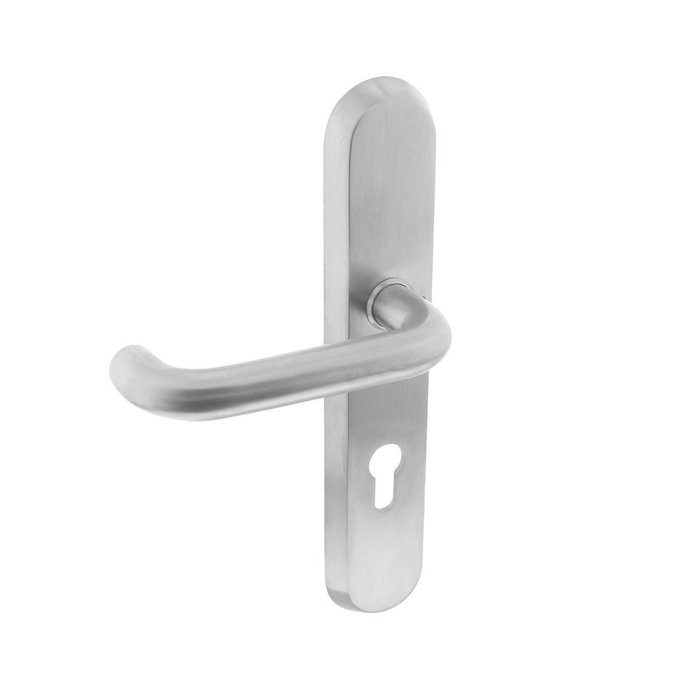 Intersteel SKG3 Veiligheid-buitenschild geveerd met kruk profielcilindergat 72mm RVS
