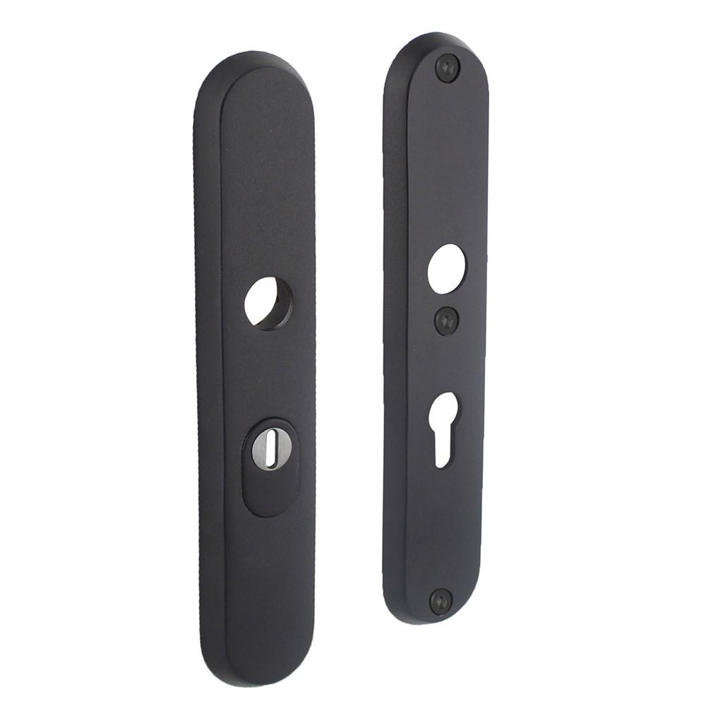 Intersteel SKG3 -veiligheid-schilden doorgaand profielcilindergat 55mm met kerntrek beveiliging zwart/rvs