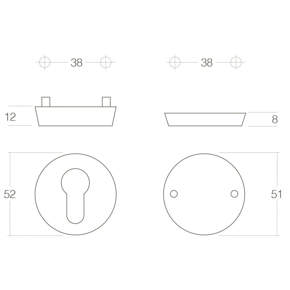 Intersteel SKG3 veiligheid-rozet rond bu/profielcilindergat bi/blind RVS