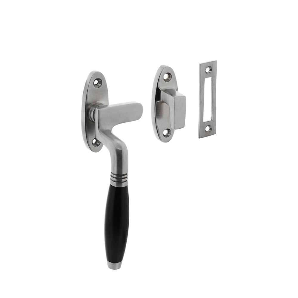 Intersteel Raamsluiting Ton links met sluitplaat en sluithaak, chroom mat / ebbenhout