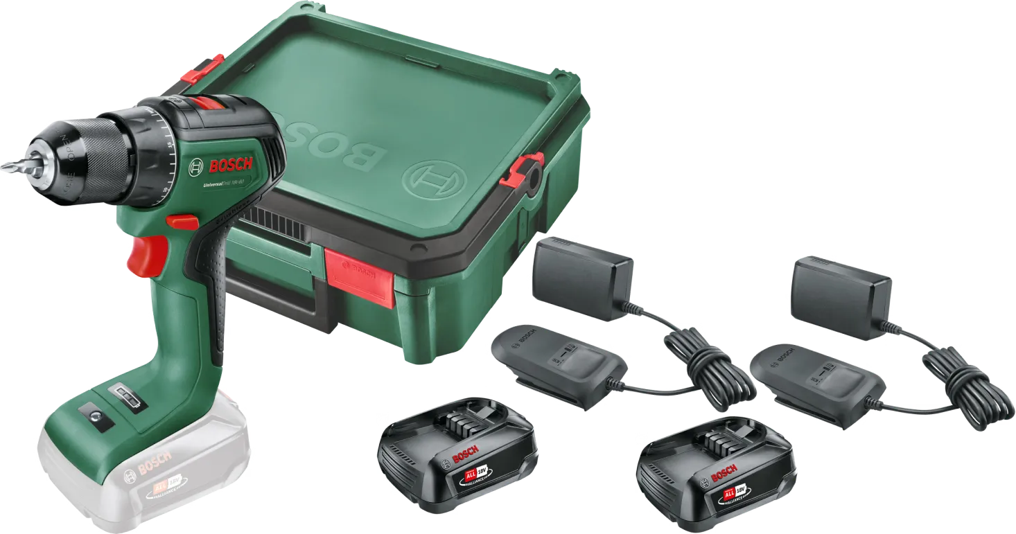 Bosch UniversalDrill 18V-60 2,5 Ah Accu (2x) SystemBox S Starterspakket