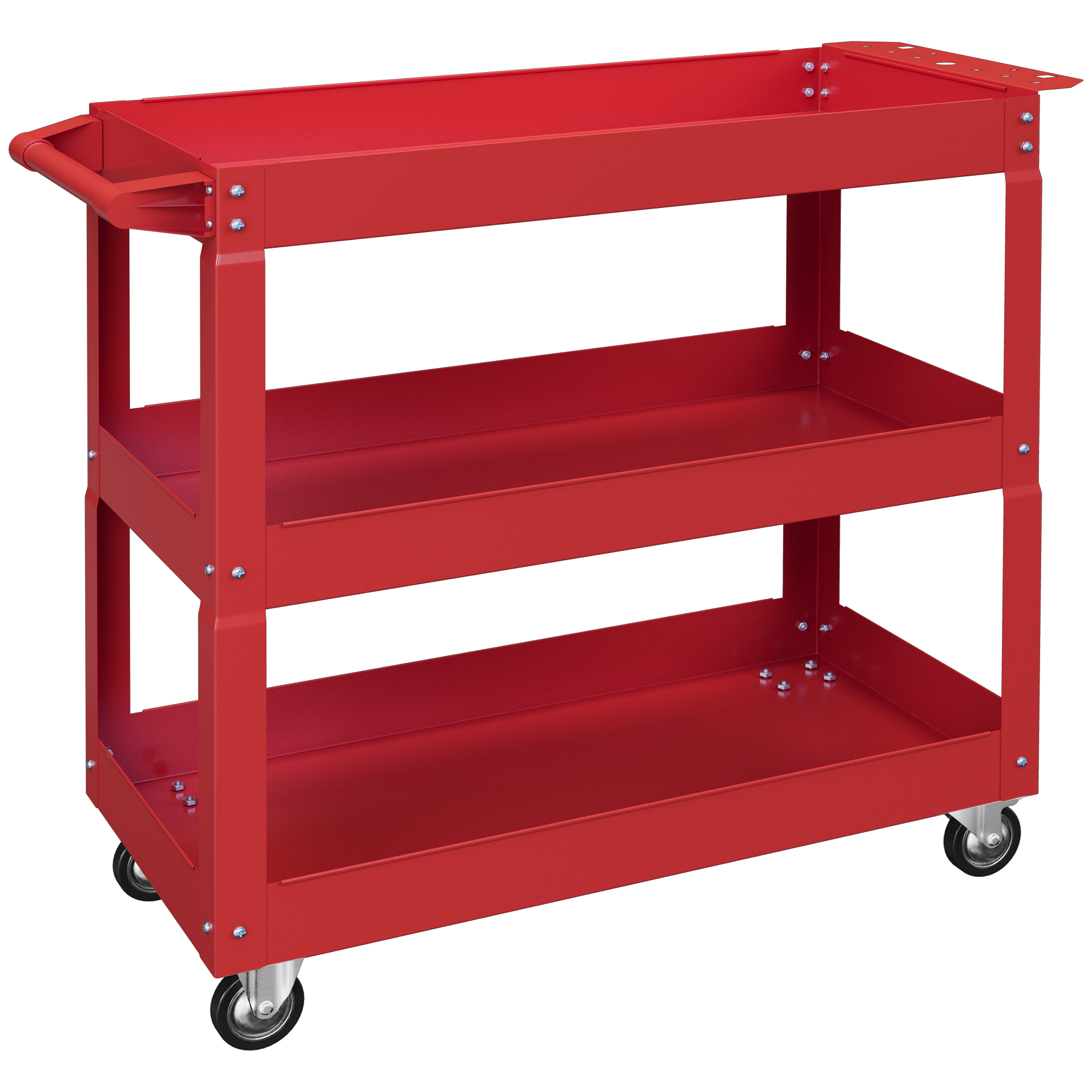 Durhand 3-niveaus gereedschapswagen, 4 wielen, Staal, 83B x 35,3D x 76H cm, Rood