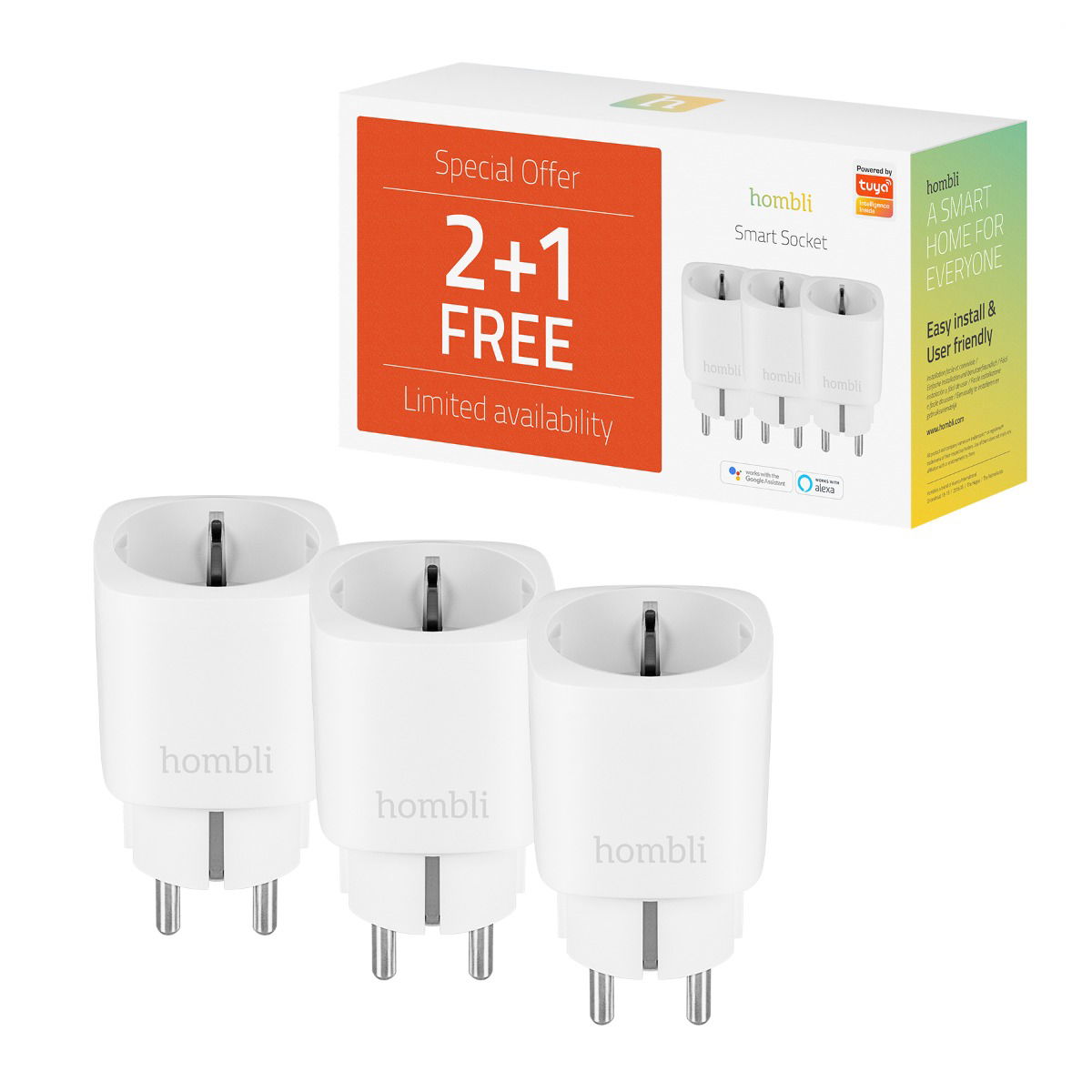 Hombli EU Smart Socket Promo Pack 2-plus-1 Stekker - 