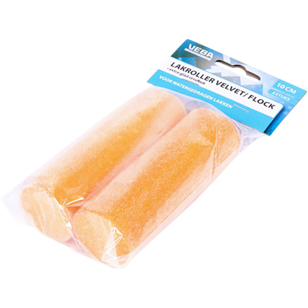 Merkloos Velvet lakverfroller acryl - 2x stuks - 10 cm - Verf/schilderen benodigdheden - Schildermateriaal -