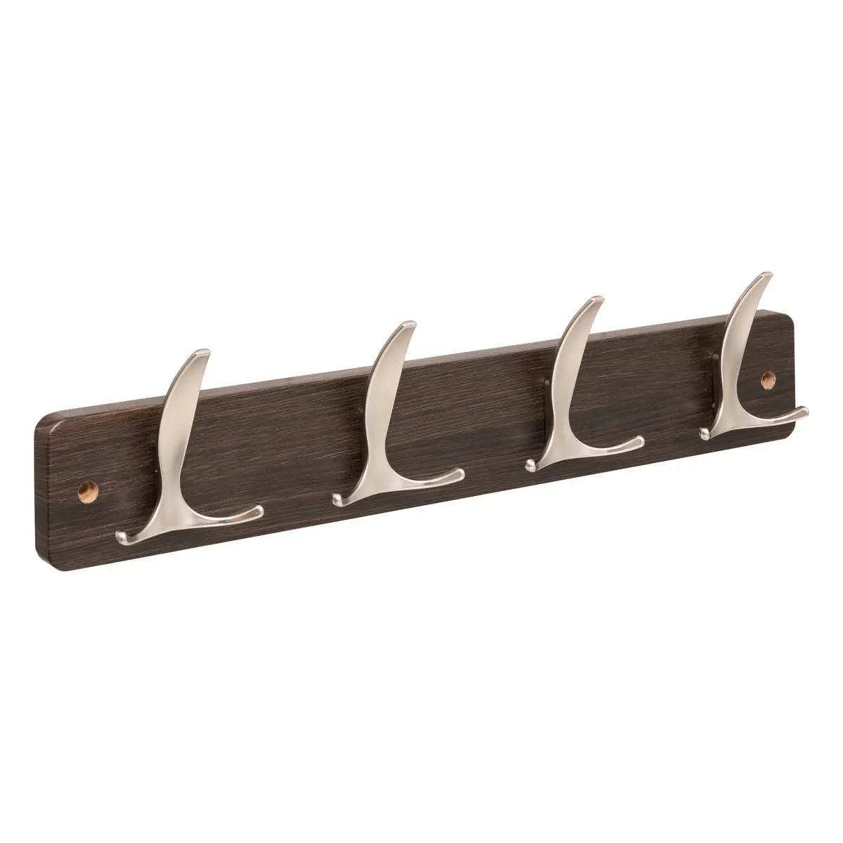 5five Kapstok - 4 ophang haken - RVS - bruin/zilver - 45 x 10 cm - wandkapstok -