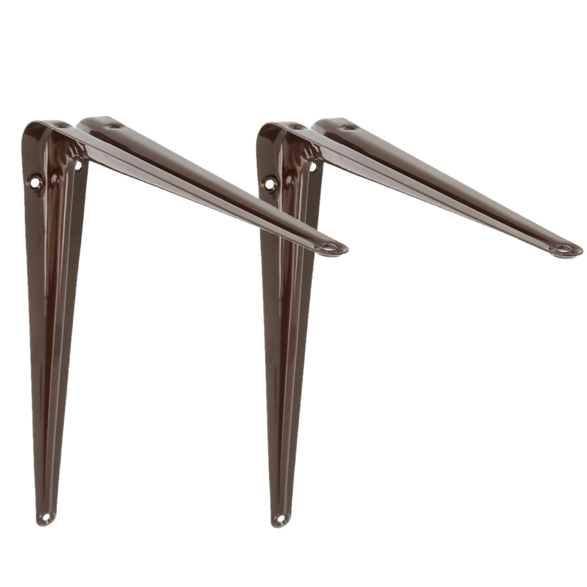 AMIG 2x  plankdrager- planksteun - van metaal - gelakt bruin - h300 x b250 mm -