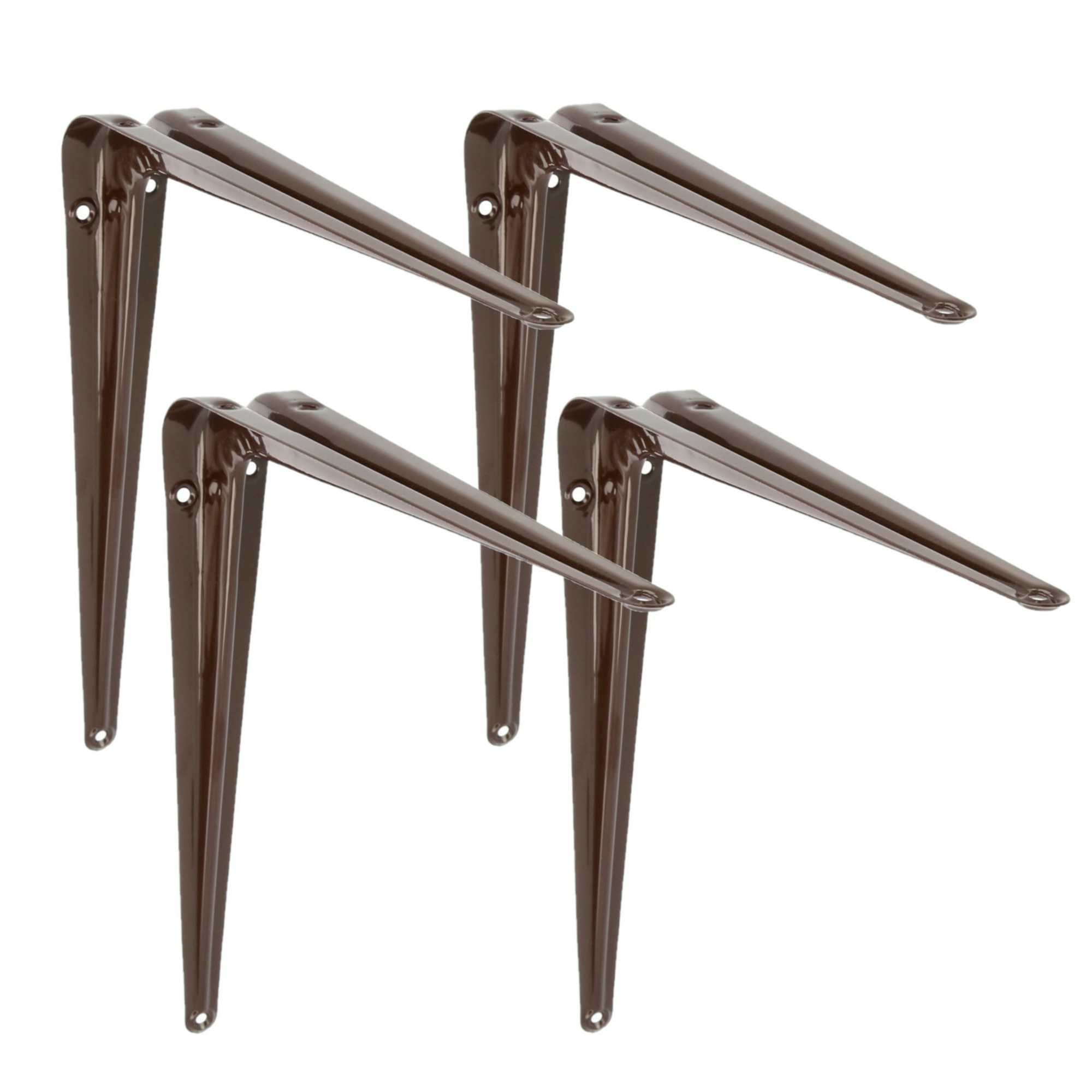 AMIG 4x  plankdrager- planksteun - van metaal - gelakt bruin - h300 x b250 mm -
