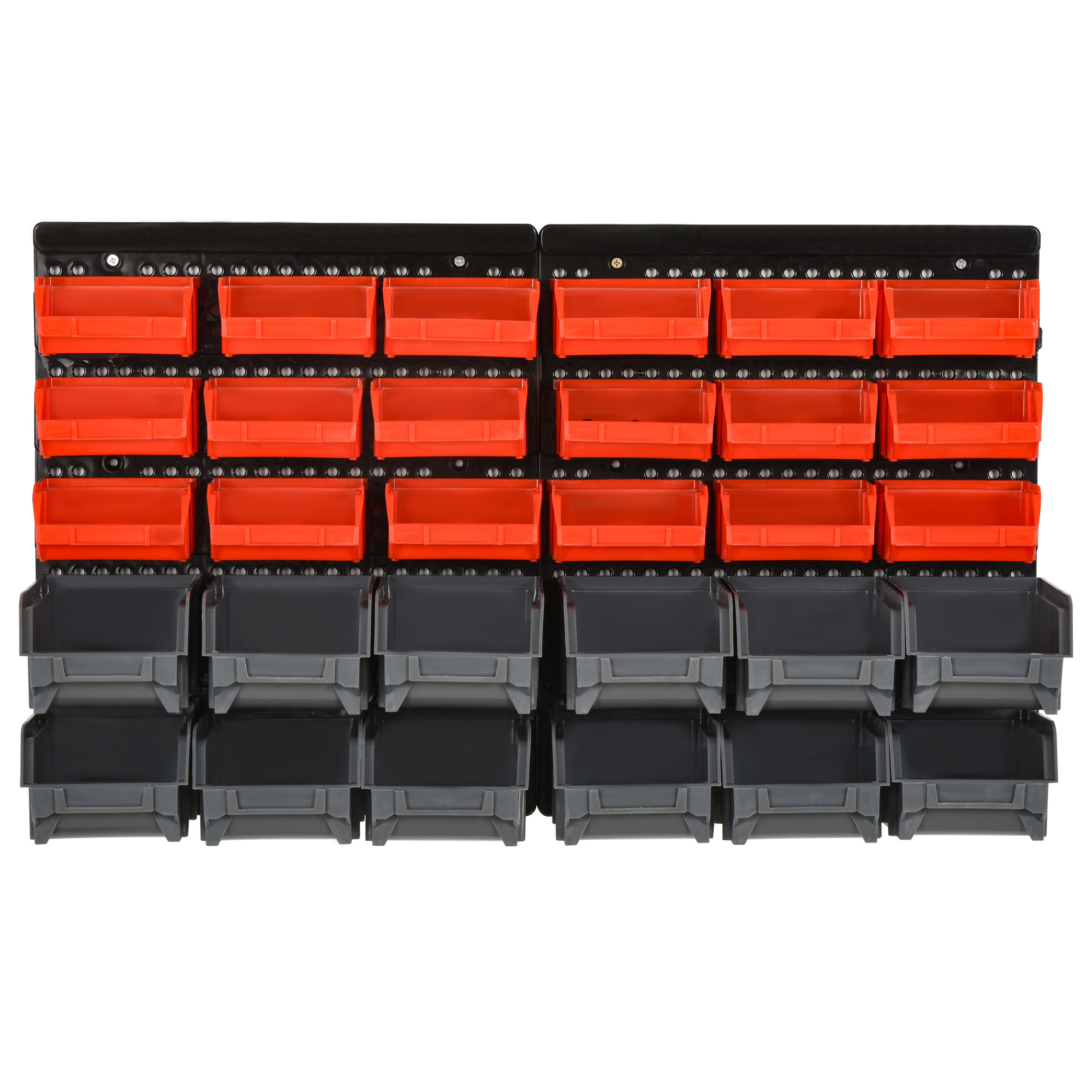 Durhand Schappenrek, Opbergsysteem voor Werkplaats, 30 Dozen in 2 Maten, Stapelbaar, 63x18x37,5cm, Rood | Aosom.nl