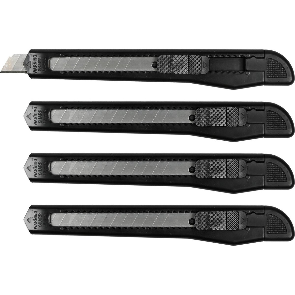 Benson Afbreekmessen - 4x stuks - zwart - breed - scherp mes -