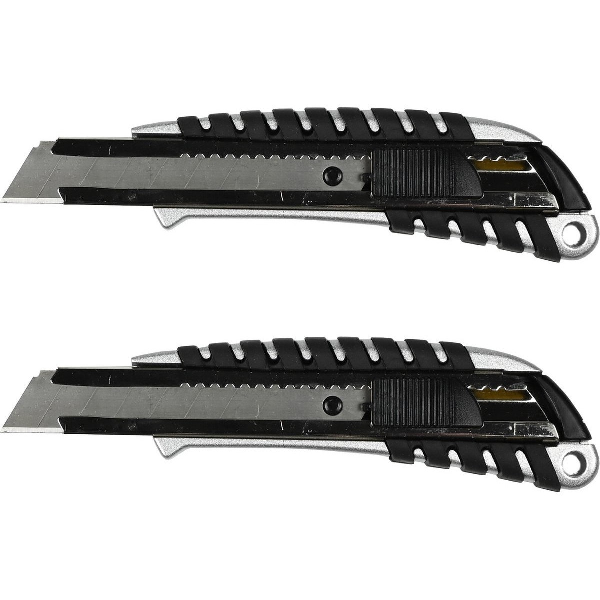 Benson Afbreekmes - 2x - snijmes - werkmes - 18 mm - zwart - anti-slip handvat - automatische vergrendeling -