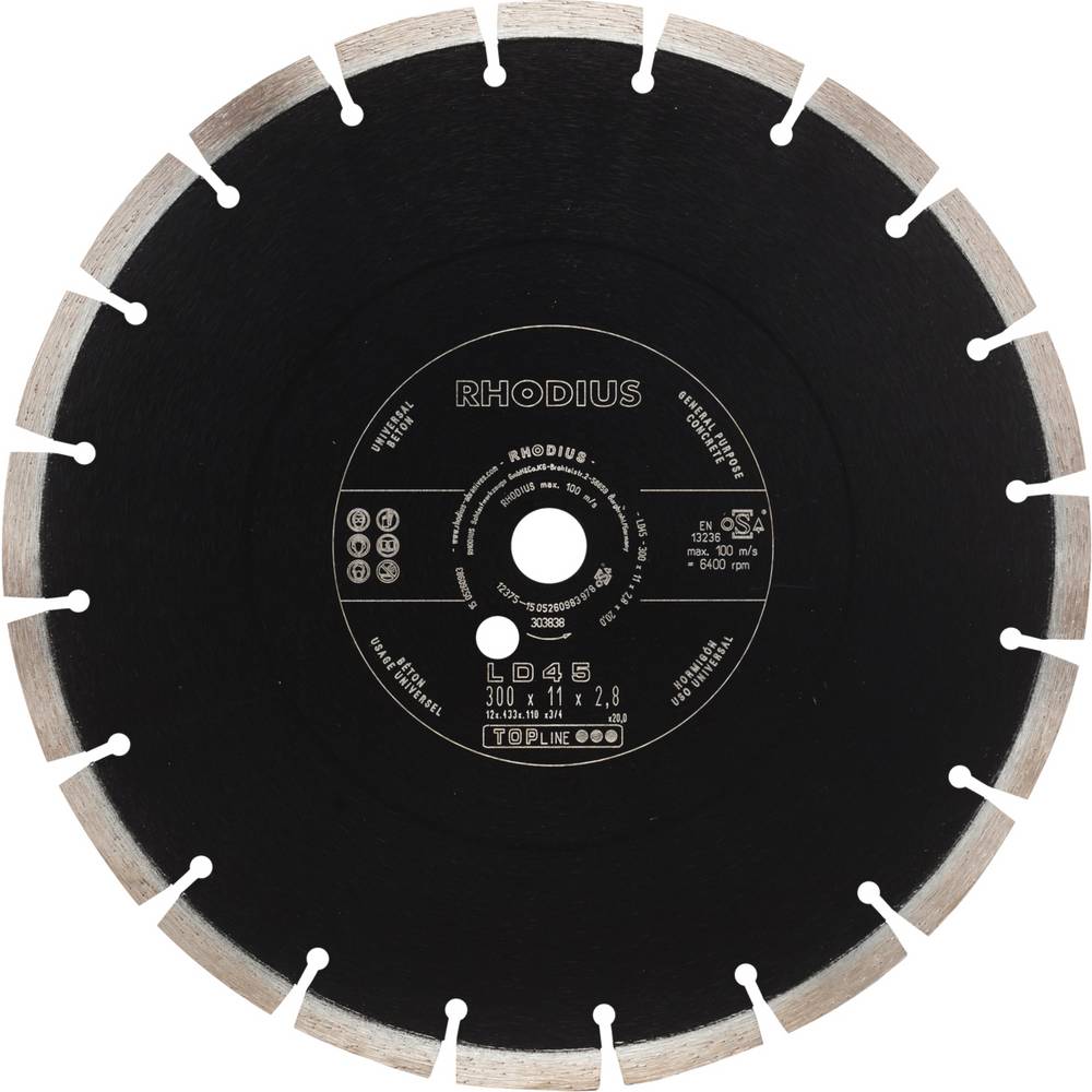 Rhodius LD45 303838 Diamanten doorslijpschijf 1 stuk(s) Beton
