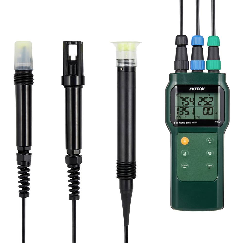 Extech Waterkwaliteitsmeter pH-waarde, Saliniteit, Zoutgehalte, Geleidingsvermogen, Total dissolved solids (TDS), Temperatuur, Zuurstof