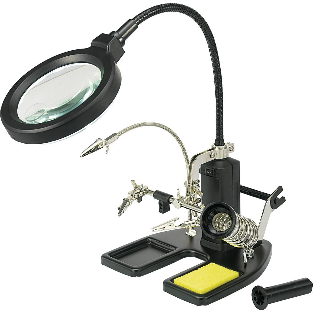 TOOLCRAFT 826054 LED-loeplamp met derde hand Vergrotingsfactor=2 x, 4 x Energielabel 2021 n.v.t.