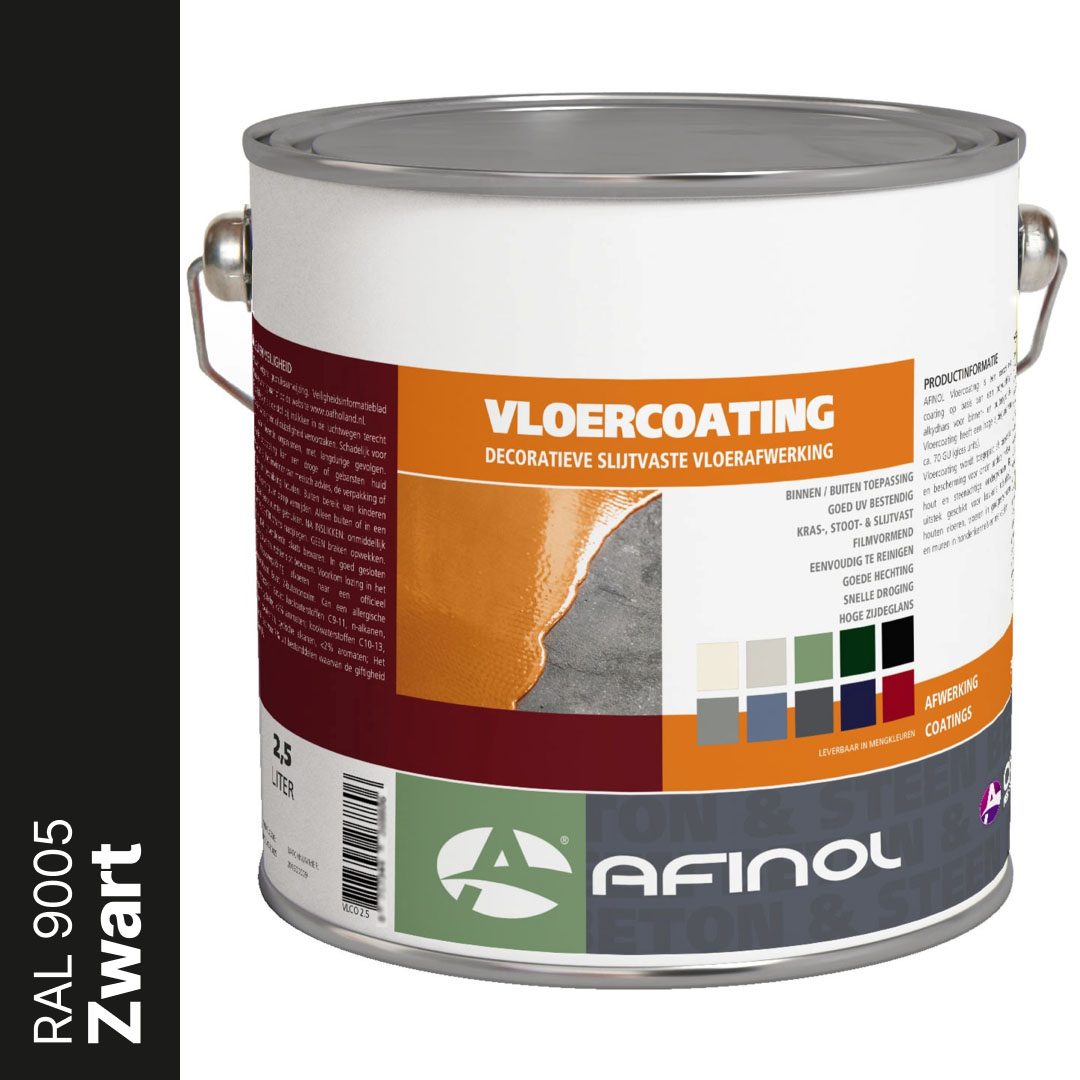 Afinol Vloercoating Zwart (RAL 9005) 2,5 liter
