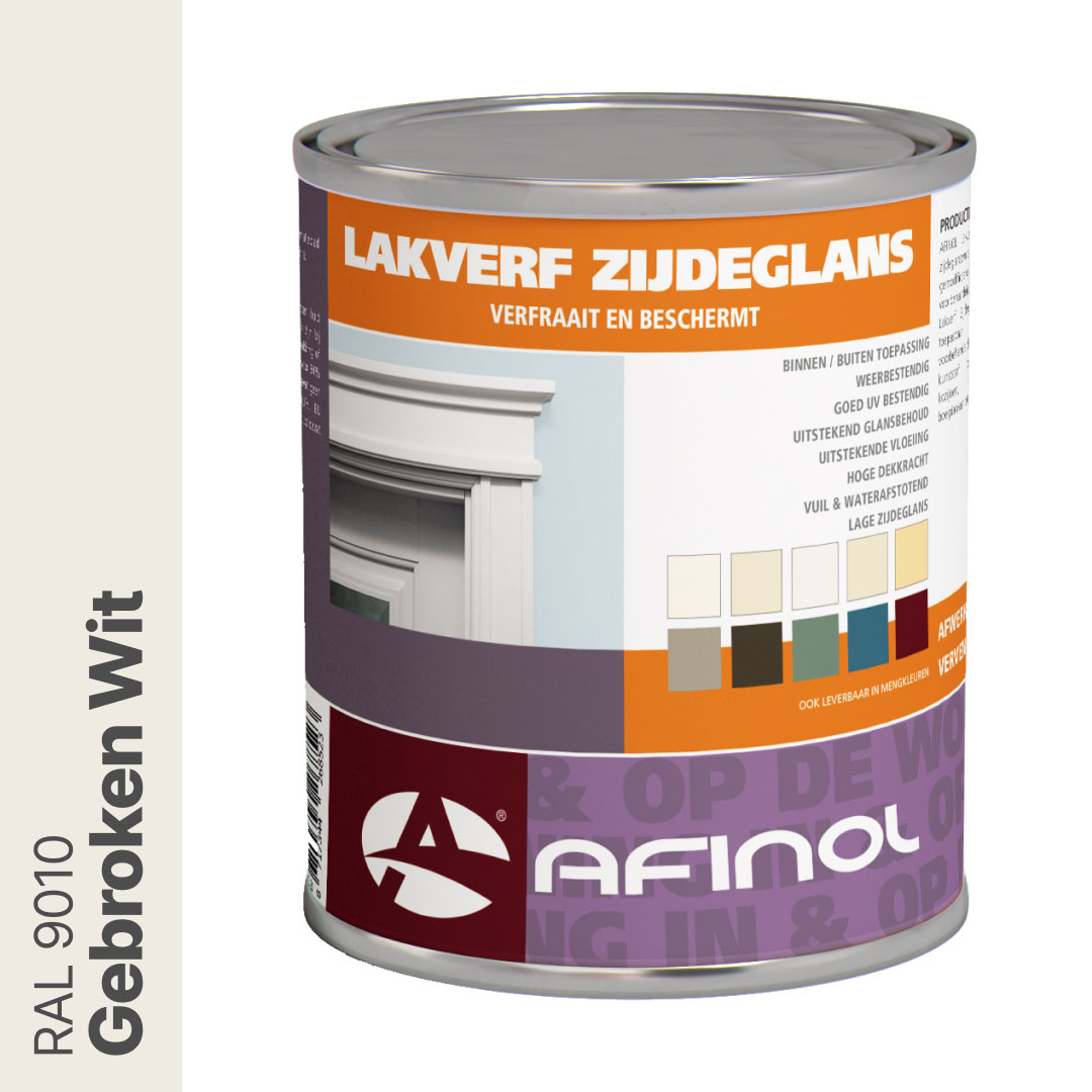 Afinol Zijdeglans Lakverf Gebroken Wit (RAL 9010) 750 ml