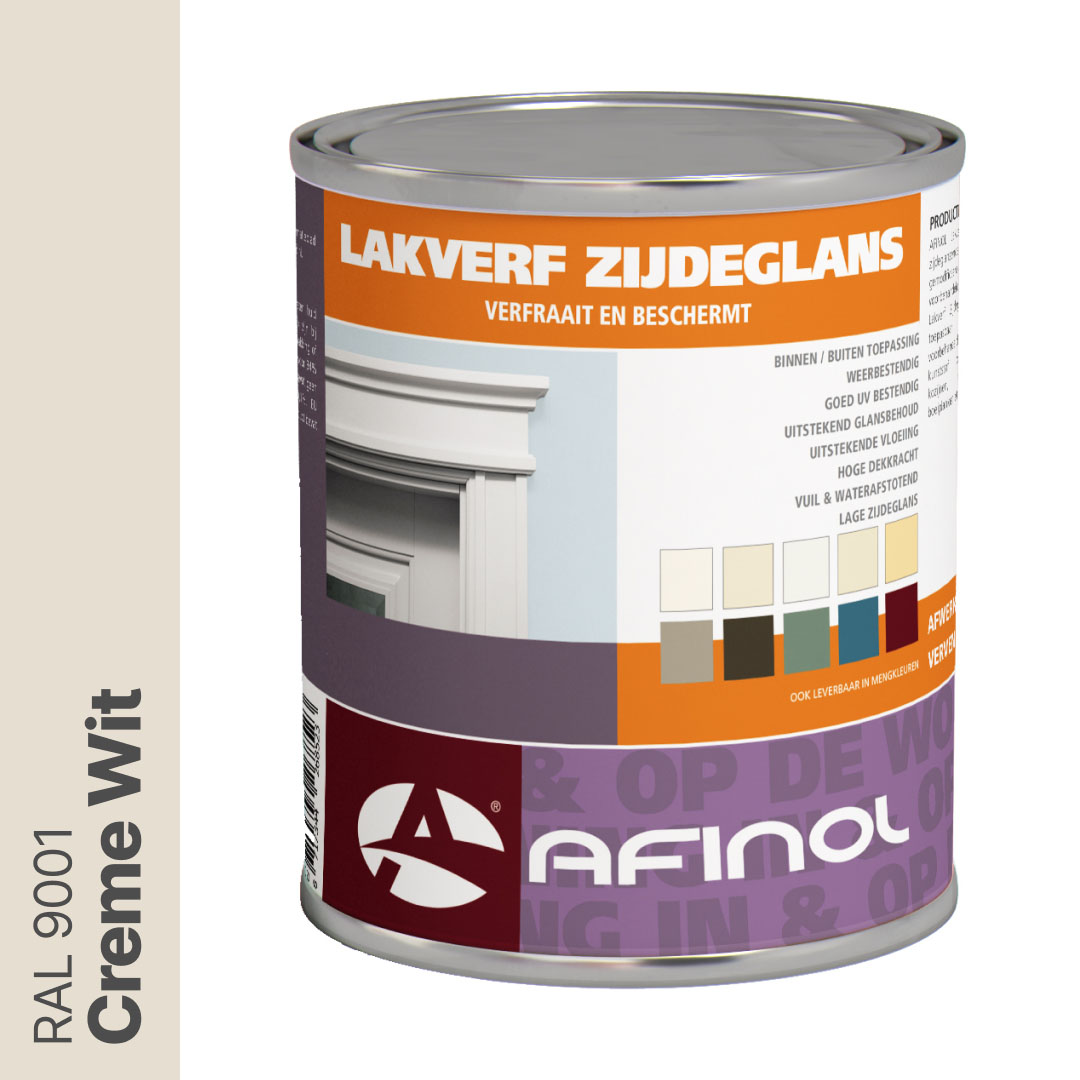 Afinol Zijdeglans Lakverf Creme Wit (RAL 9001) 750 ml
