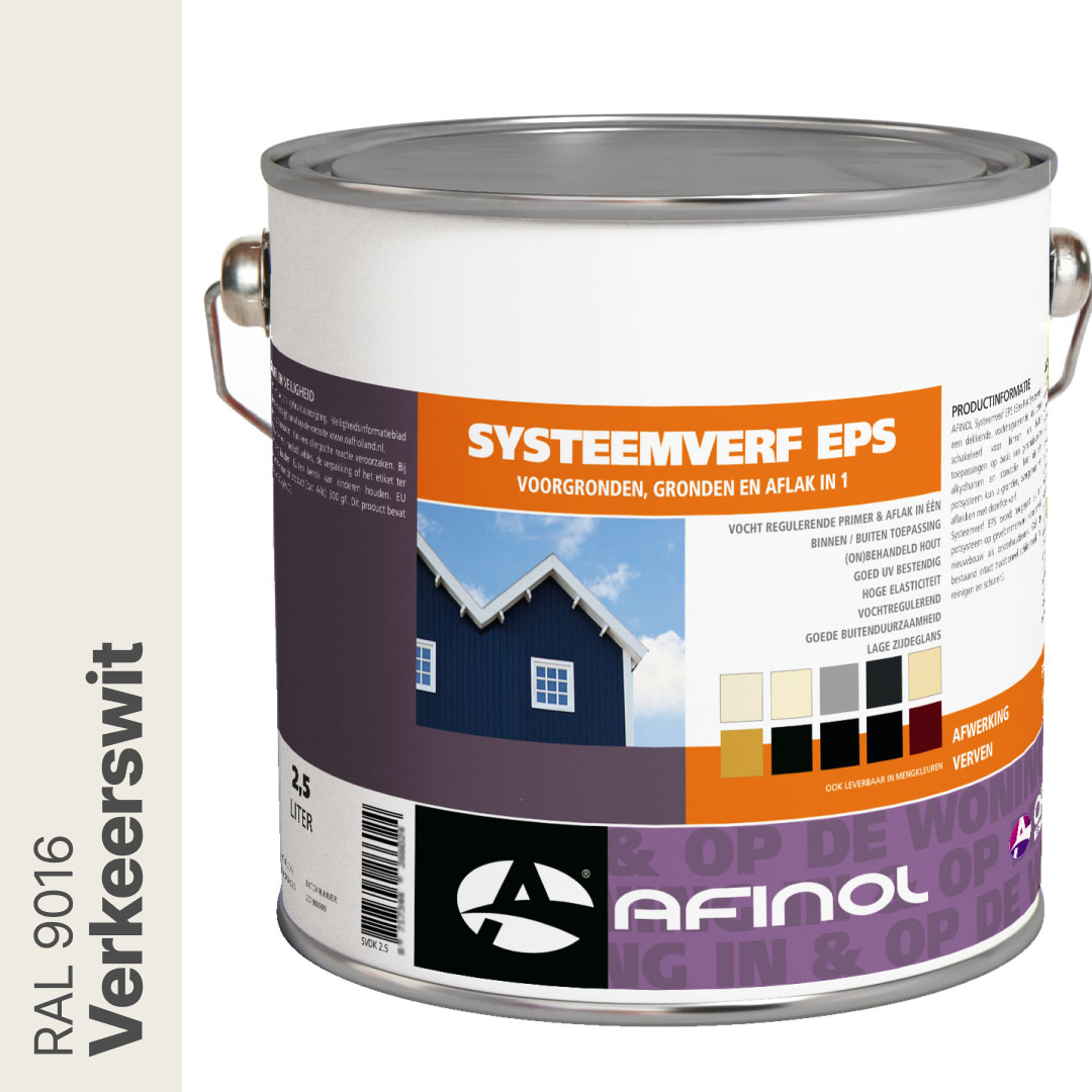 Afinol Systeemverf-Schakelverf Verkeerswit (RAL 9016) 2,5 liter