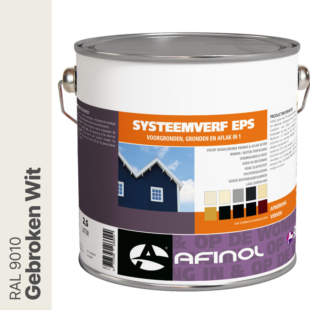 Afinol Systeemverf-Schakelverf Gebroken Wit (RAL 9010) 2,5 liter