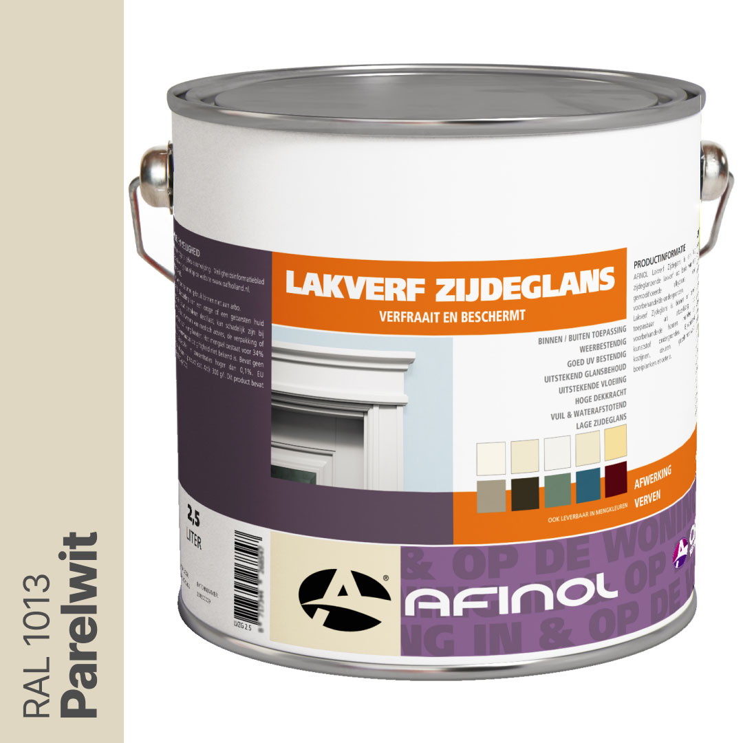 Afinol Zijdeglans Lakverf Parelwit (RAL 1013) 2,5 liter