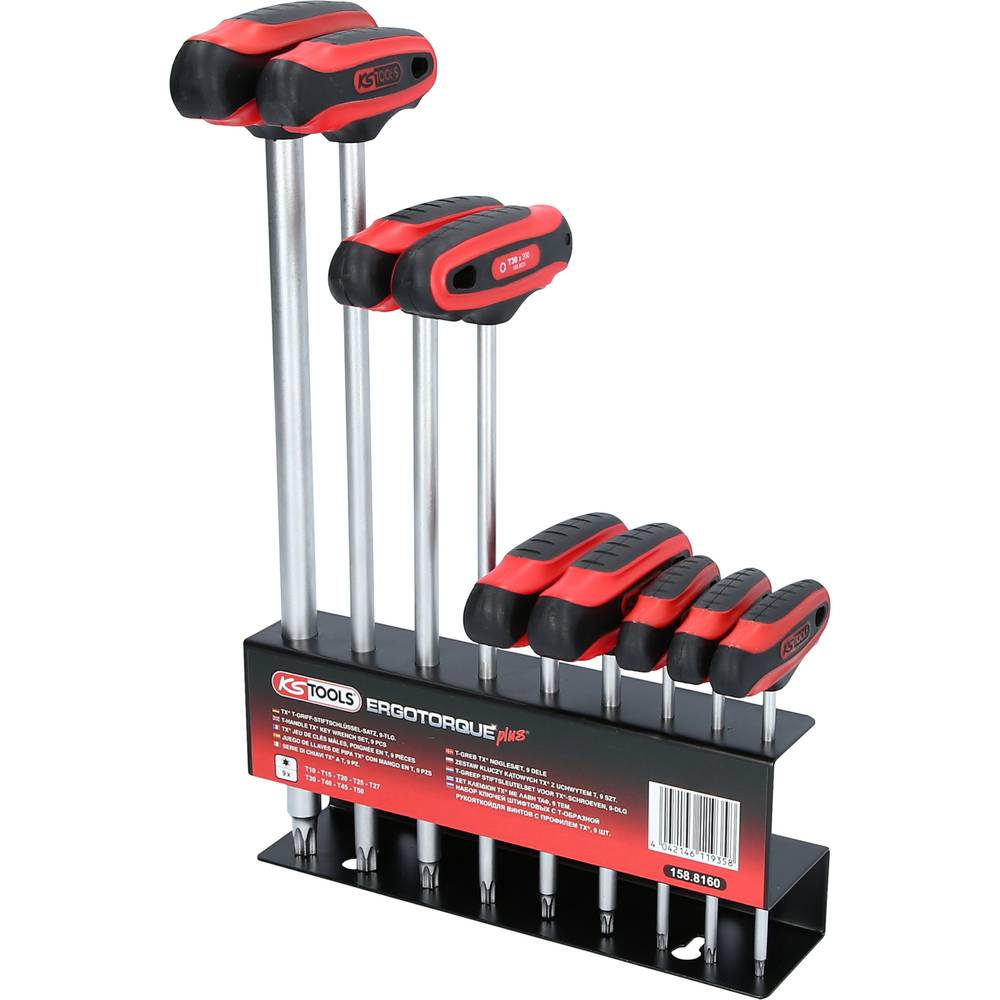 KS Tools 158.8160 TX Haakse schroevendraaierset T 10, T 15, T 20, T 25, T 27, T 30, T 40, T 45, T 50 9-delig