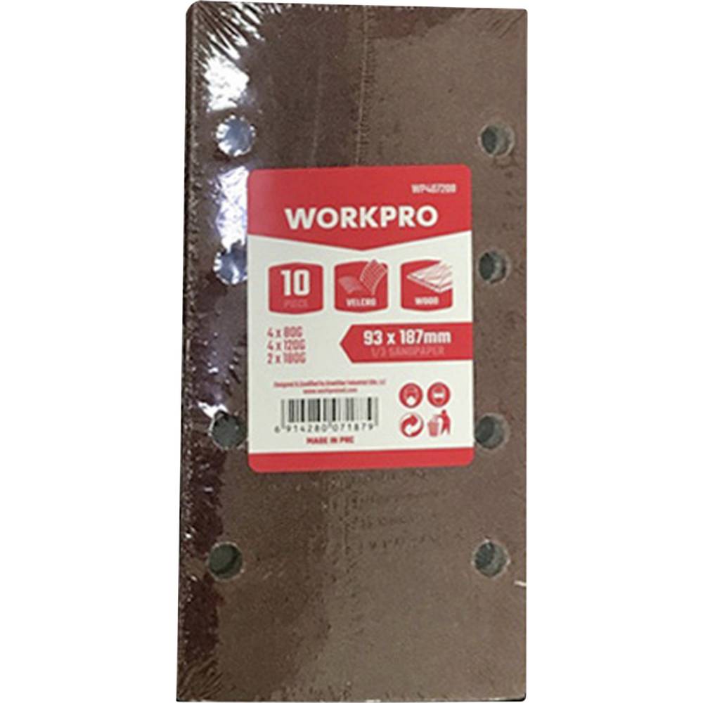 WorkPro WP407200 Schuurpapier Met klittenband (l x b) 187 mm x 93 mm 10 stuk(s)