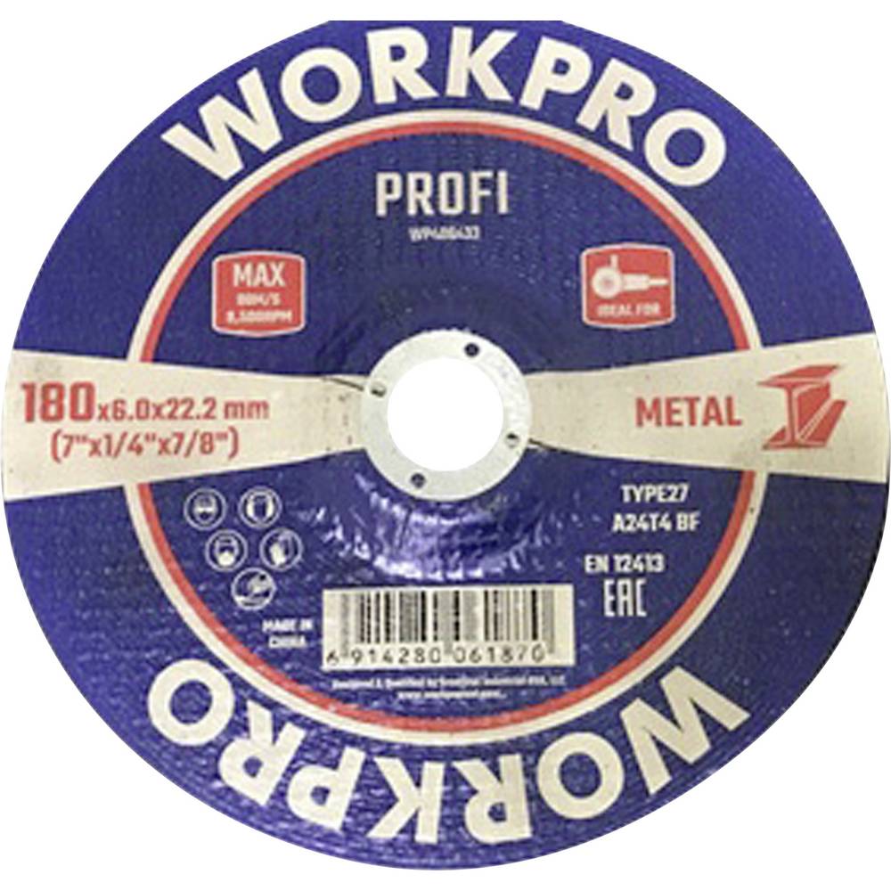 WorkPro WP406433 Schuurschijf Diameter 180 mm Boordiameter 22.2 mm 5 stuk(s)