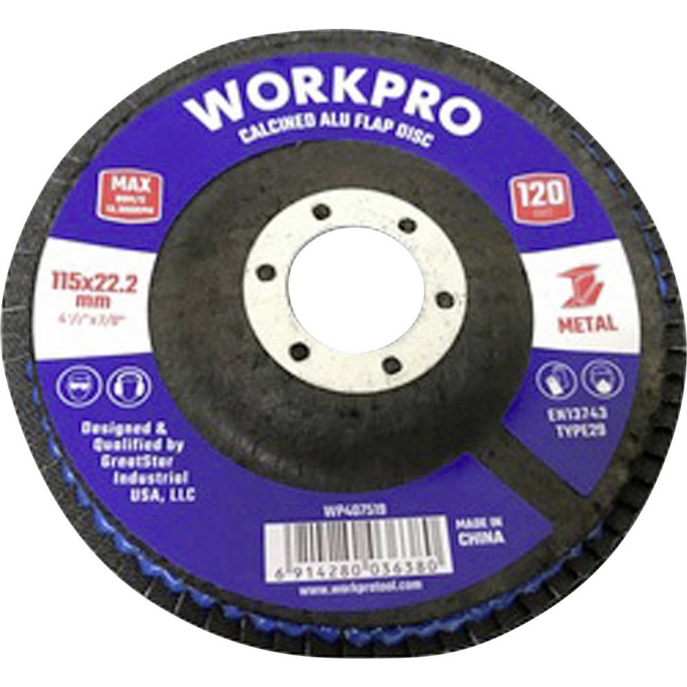WorkPro WP407519 Lamellenschuurschijf Diameter 115 mm Boordiameter 22.2 mm 10 stuk(s)